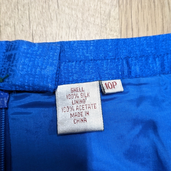 Royal Blue 100% Silk Midi Skirt Size 10p - Picture 9 of 10